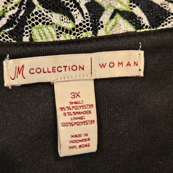 JM Collection Womans 3X Floral Lace blouse Black/Green lined Office casual - Picture 5 of 14